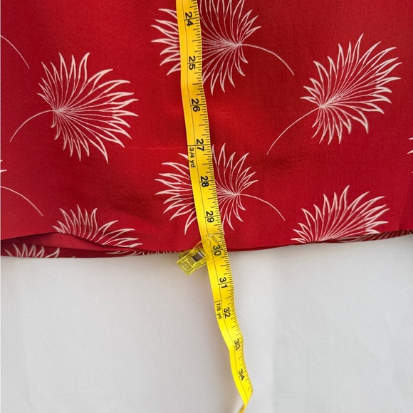 Madewell 100% Silk Red Palm Print Off Shoulder Dress Medium - Picture 6 of 10